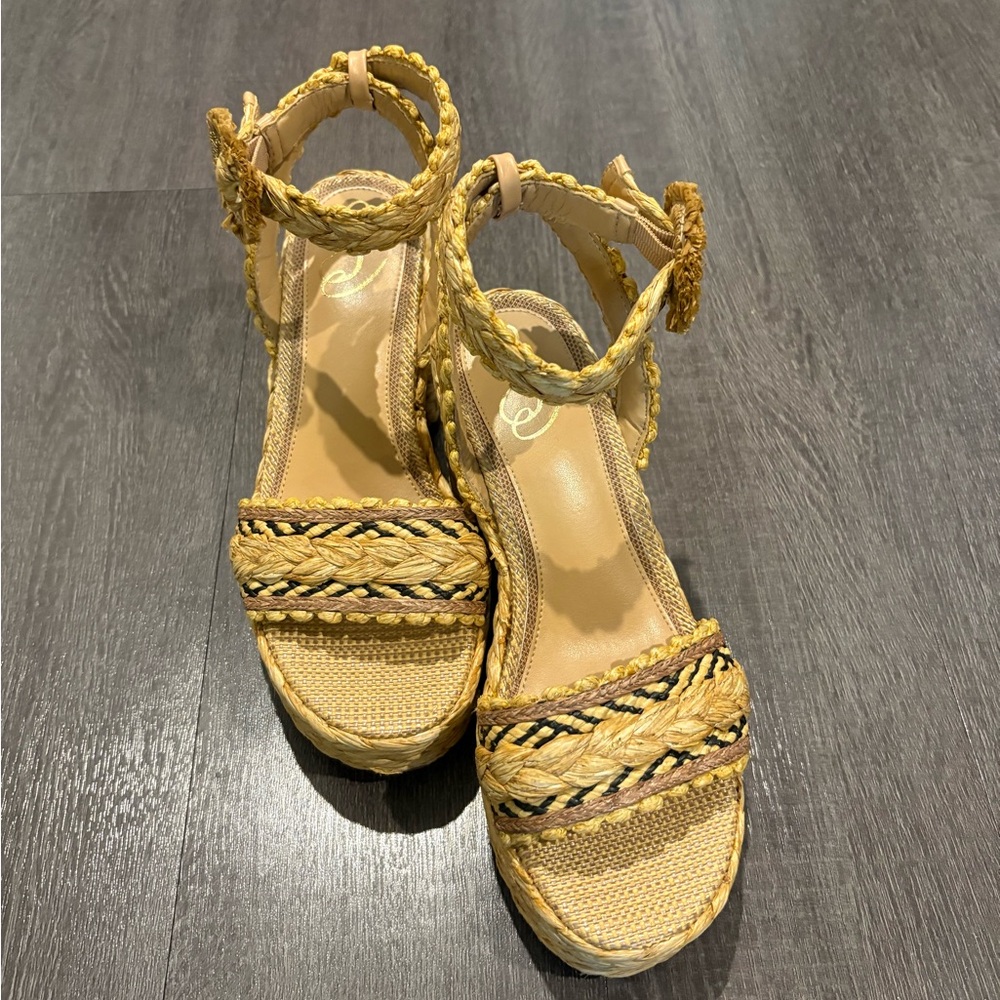Sam Edelman Tan and Brown Platform Sandals